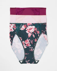 High-Leg Brief Panty with Lace 3 Pack