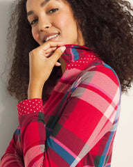 Long-Sleeve Notch Collar Pajama Top