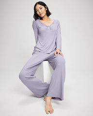 Pointelle Long Sleeve Pajama Top