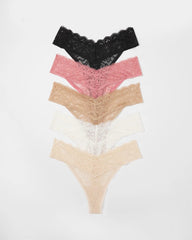 Thong Panty with Enchanting Lace 5 Pack