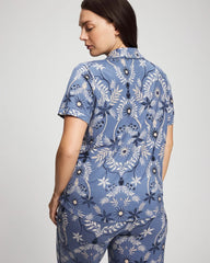 Short Sleeve Notch Collar Pajama Top