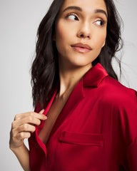 Short Sleeve Notch Collar Pajama Top