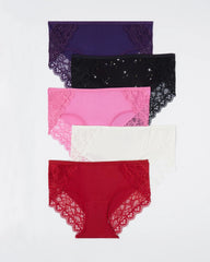 Hipster Panty with Enchanting Lace 5 Pack