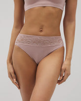 Cotton Blend High-Leg Panty with Lace