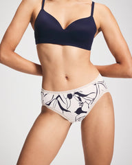 Cotton High-Leg Brief Panty with Lace Trim