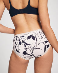 Cotton High-Leg Brief Panty with Lace Trim