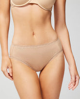 Cotton High-Leg Brief Panty with Lace Trim