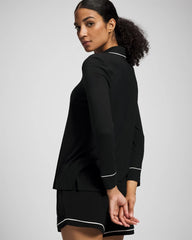 Long-Sleeve Notch Collar Pajama Top