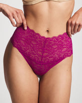 High-Waist Thong Panty with Enchanting Lace
