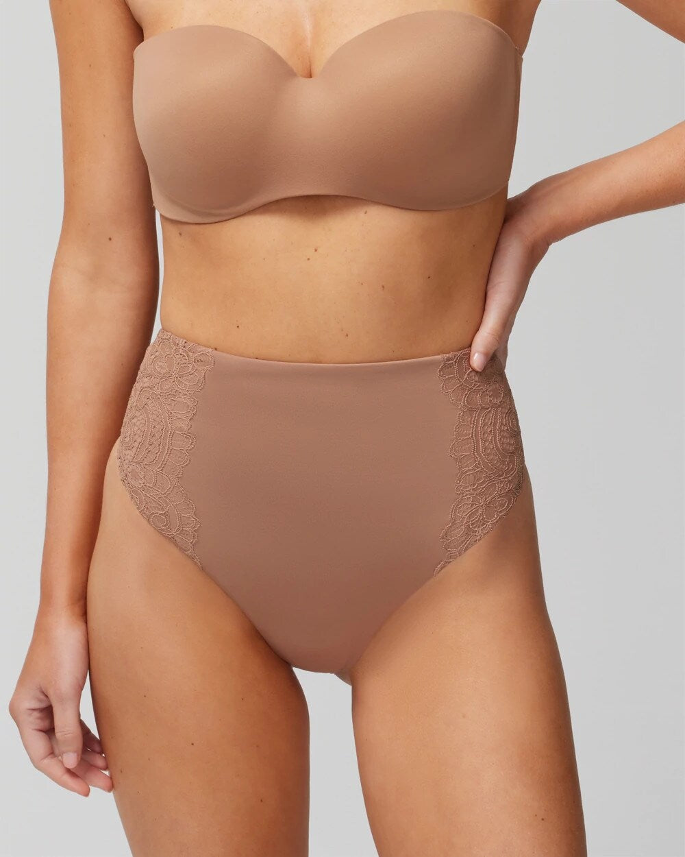 High-Waist Thong Panty With Lace
