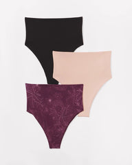High-Waist Thong Panty 3 Pack