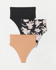 High-Waist Thong Panty 3 Pack