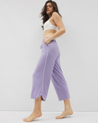 Solid Piped Crop Pajama Pant