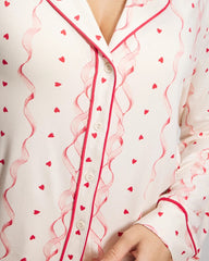 Cool Nights Long Sleeve Notch Collar with Piped Placket Pajama Top