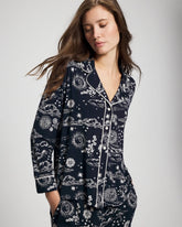 Cool Nights Long Sleeve Notch Collar with Piped Placket Pajama Top