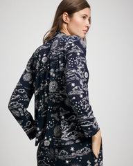 Cool Nights Long Sleeve Notch Collar with Piped Placket Pajama Top