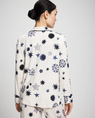 Cool Nights Long Sleeve Notch Collar with Piped Placket Pajama Top