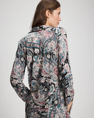 Cool Nights Long Sleeve Notch Collar with Piped Placket Pajama Top