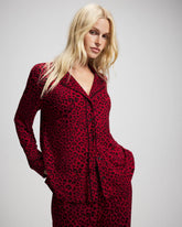 Cool Nights Long Sleeve Notch Collar with Piped Placket Pajama Top