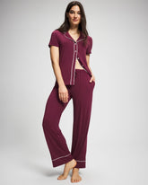 Solid Piped Pajama Pant