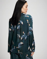 Long Sleeve Notch Collar Pajama Top