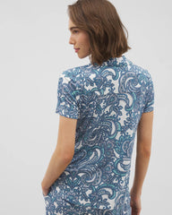 Short Sleeve Notch Collar Pajama Top