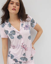 Short Sleeve Notch Collar Pajama Top