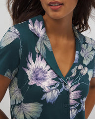 Short Sleeve Notch Collar Pajama Top