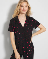 Short Sleeve Notch Collar Pajama Top