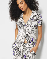 Short Sleeve Notch Collar Pajama Top