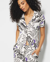 Short Sleeve Notch Collar Pajama Top