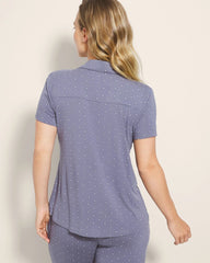Short Sleeve Notch Collar Pajama Top