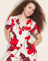 Short Sleeve Notch Collar Pajama Top