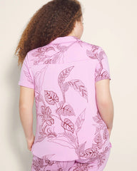 Short Sleeve Notch Collar Pajama Top