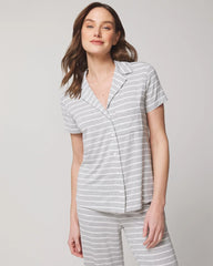 Short Sleeve Notch Collar Pajama Top