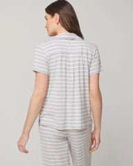 Short Sleeve Notch Collar Pajama Top