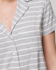 Short Sleeve Notch Collar Pajama Top