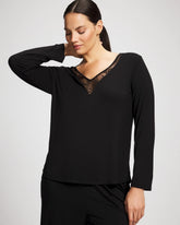 Lace Long Sleeve Pajama Top