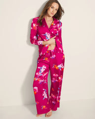 Long-Sleeve Notch Collar Pajama Top