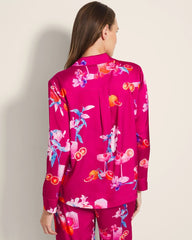 Long-Sleeve Notch Collar Pajama Top
