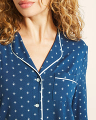 Piped Long-Sleeve Notch Pajama Top