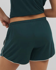 Solid Piped Pajama Shorts