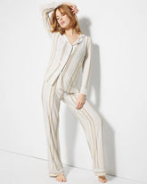 Long-Sleeve Printed Notch Collar Pajama Top