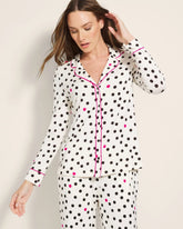Long-Sleeve Printed Notch Collar Pajama Top
