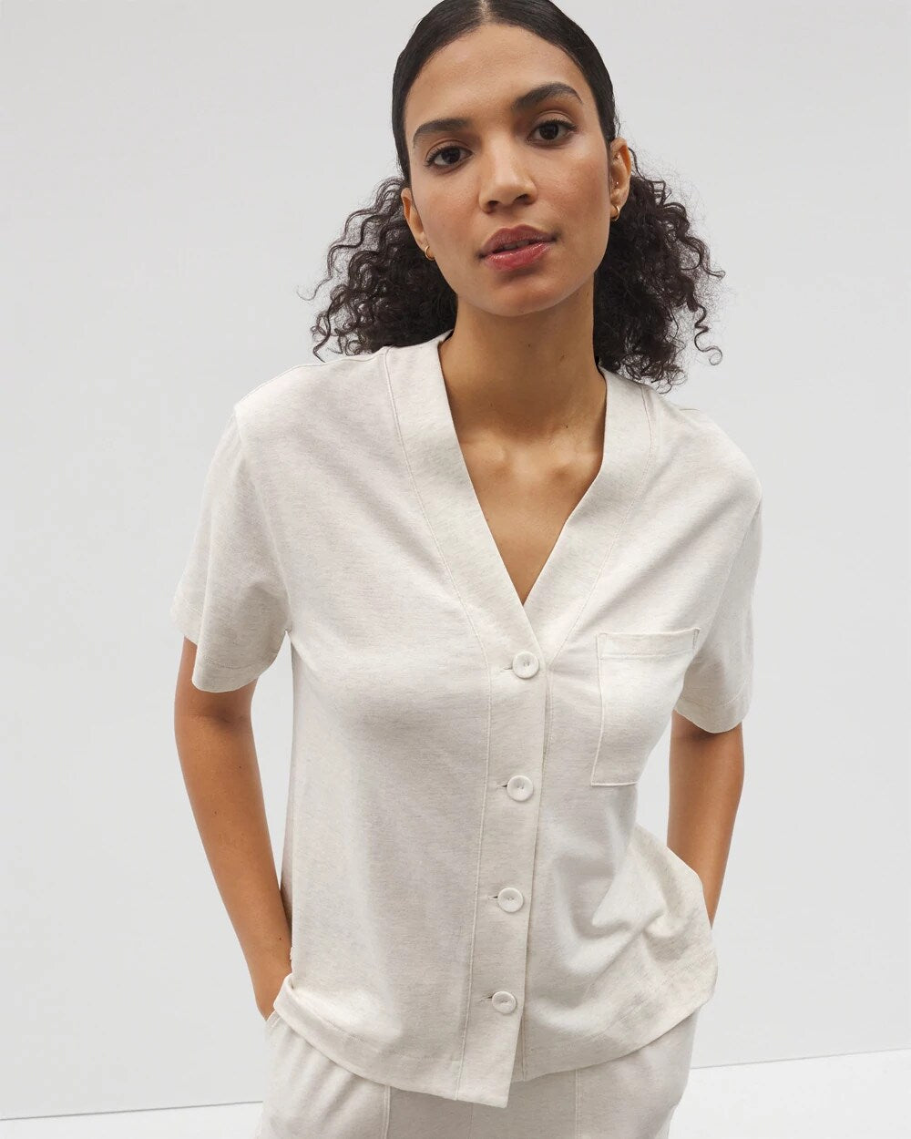 Button-Front Pajama Tee
