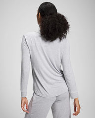 Long-Sleeve Notch Collar Pajama Top