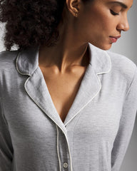 Long-Sleeve Notch Collar Pajama Top