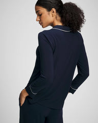Long-Sleeve Notch Collar Pajama Top