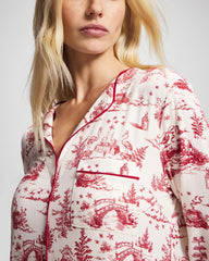 Piped Long-Sleeve Sleepshirt
