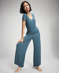 Lightweight Rib Knit Short Sleeve Pajama Tee